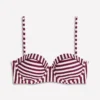 Rhodes Cup Sized Bikini Top Chocberry, Ivory Stripe Rhodes Cup Sized Bikini Top Chocberry, Ivory Stripe
