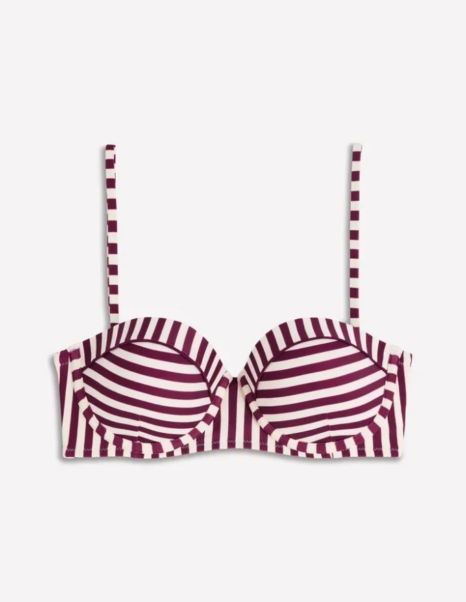 Rhodes Cup Sized Bikini Top Chocberry, Ivory Stripe Rhodes Cup Sized Bikini Top Chocberry, Ivory Stripe