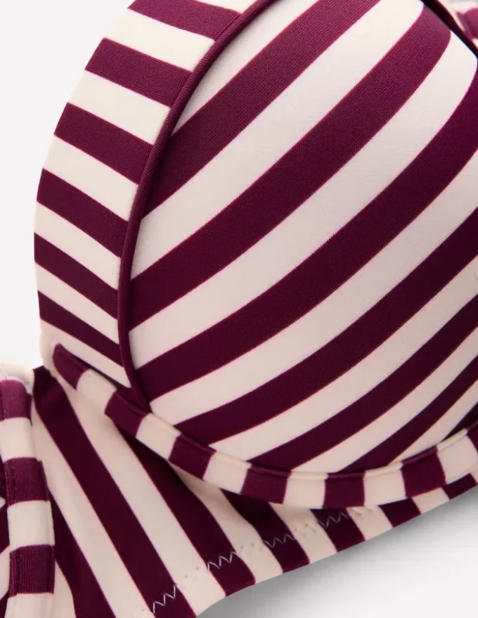 Rhodes Cup Sized Bikini Top Chocberry, Ivory Stripe Rhodes Cup Sized Bikini Top Chocberry, Ivory Stripe