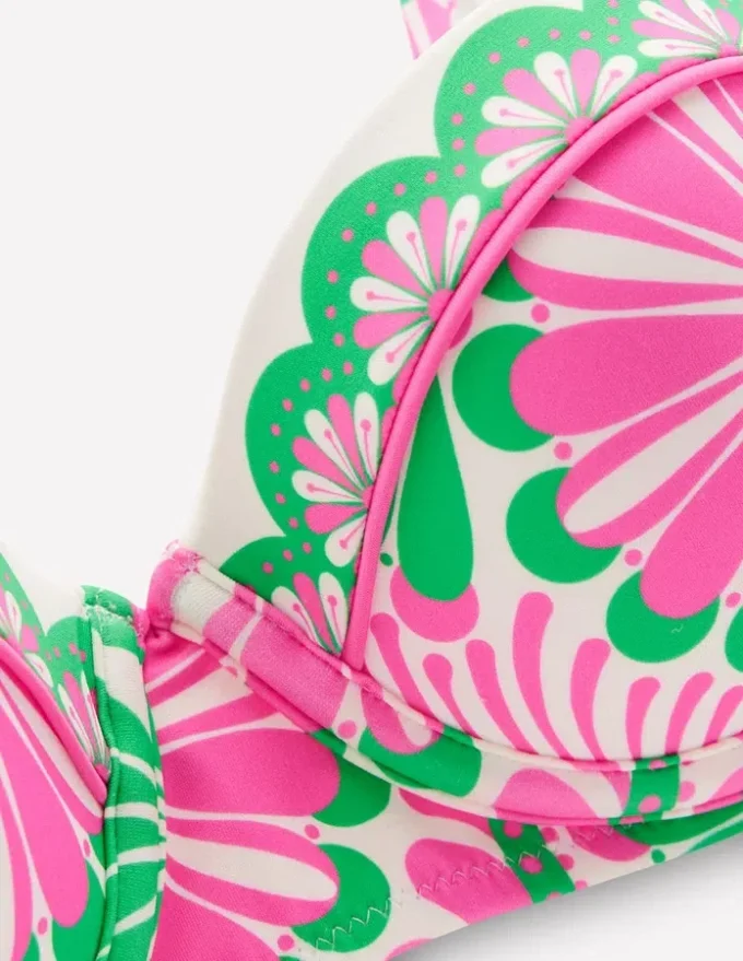 Rhodes Cup Sized Bikini Top Pink, Euphoric Gardens Rhodes Cup Sized Bikini Top Pink, Euphoric Gardens