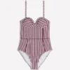 Rhodes Cup Sized Swimsuit Chocberry, Ivory Stripe Rhodes Cup Sized Swimsuit Chocberry, Ivory Stripe