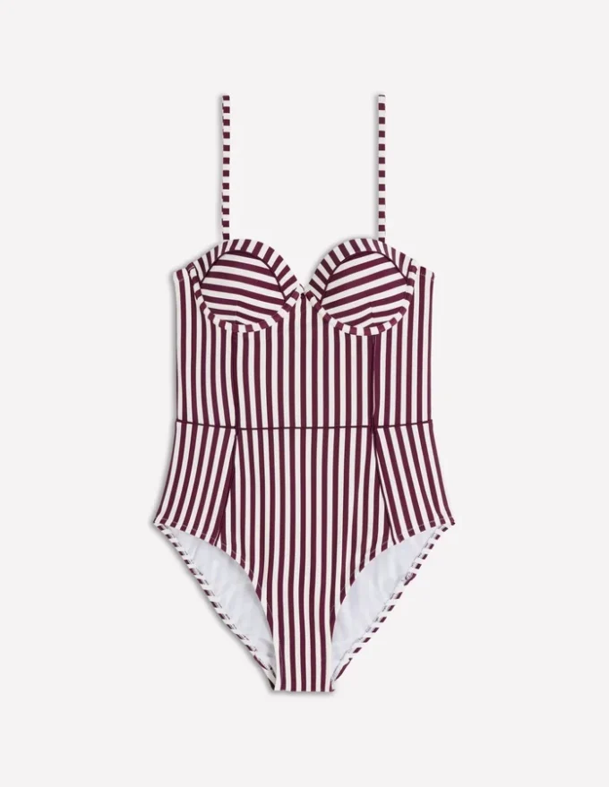 Rhodes Cup Sized Swimsuit Chocberry, Ivory Stripe Rhodes Cup Sized Swimsuit Chocberry, Ivory Stripe