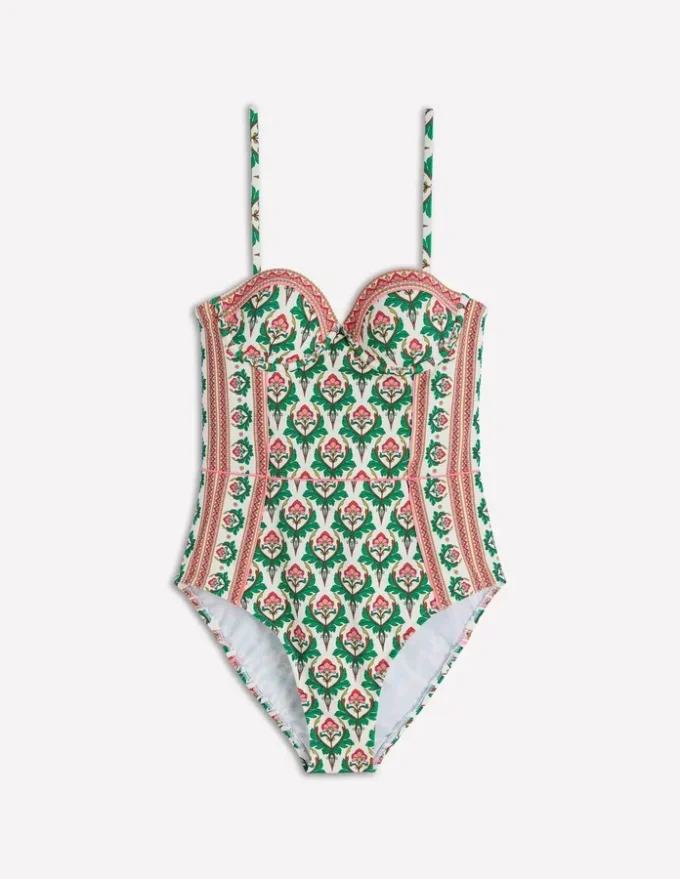 Rhodes Cup Sized Swimsuit Ivory, Ornamental Stamp