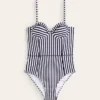 Rhodes Cup Sized Swimsuit Navy, Ivory Stripe Rhodes Cup Sized Swimsuit Navy, Ivory Stripe