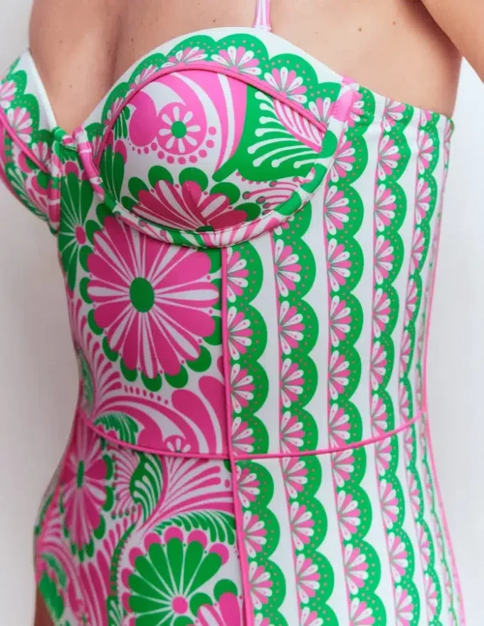 Rhodes Cup Sized Swimsuit Pink, Euphoric Gardens Rhodes Cup Sized Swimsuit Pink, Euphoric Gardens