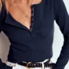 Rib Henley Navy Rib Henley Navy