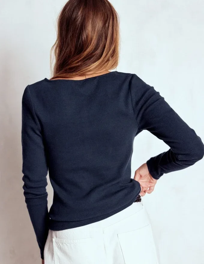 Rib Henley Navy Rib Henley Navy