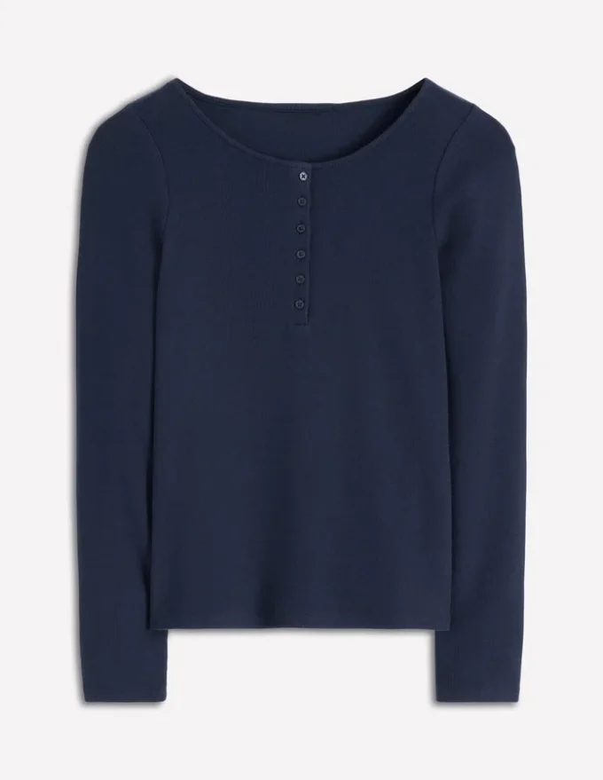 Rib Henley Navy Rib Henley Navy