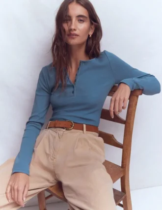 Rib Henley Sailor Blue