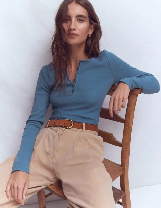 Rib Henley Sailor Blue Rib Henley Sailor Blue