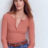 Rib Henley Vintage Rose Rib Henley Vintage Rose
