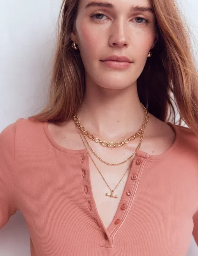 Rib Henley Vintage Rose Rib Henley Vintage Rose