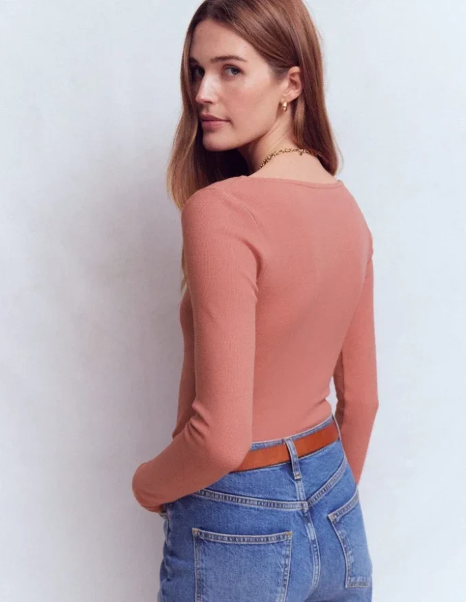 Rib Henley Vintage Rose Rib Henley Vintage Rose