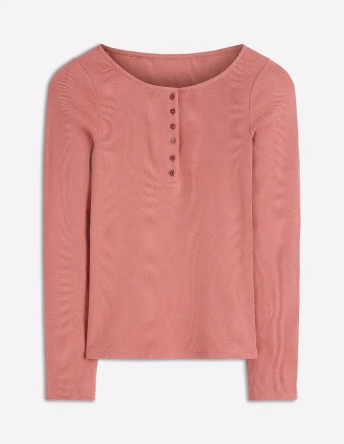 Rib Henley Vintage Rose Rib Henley Vintage Rose