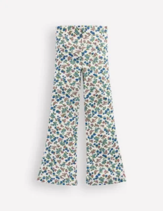 Ribbed Flared Leggings Soft Ivory Floral