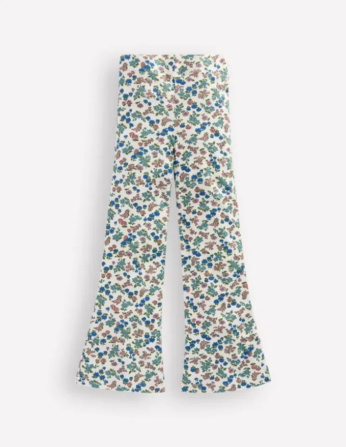 Ribbed Flared Leggings Soft Ivory Floral Ribbed Flared Leggings Soft Ivory Floral
