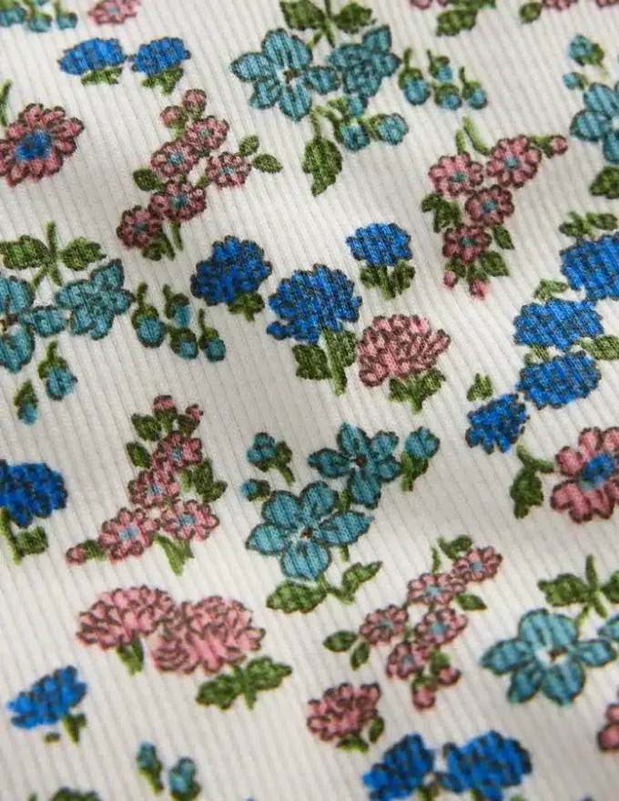 Ribbed Flared Leggings Soft Ivory Floral Ribbed Flared Leggings Soft Ivory Floral