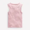 Ribbed Lace Trim Tank French Pink