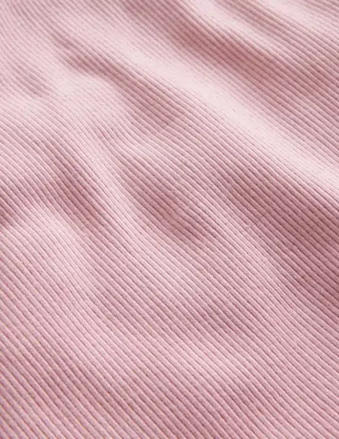 Ribbed Lace Trim Tank French Pink