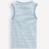 Ribbed Lace Trim Tank Glacier Blue Stripe