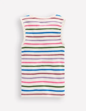 Ribbed Lace Trim Tank Multi Stripe