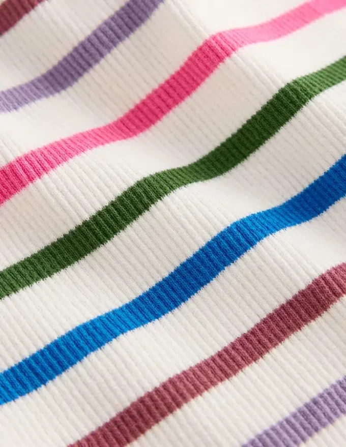 Ribbed Lace Trim Tank Multi Stripe
