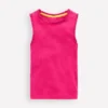 Ribbed Lace Trim Tank Pink Peony