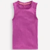 Ribbed Lace Trim Tank Purple