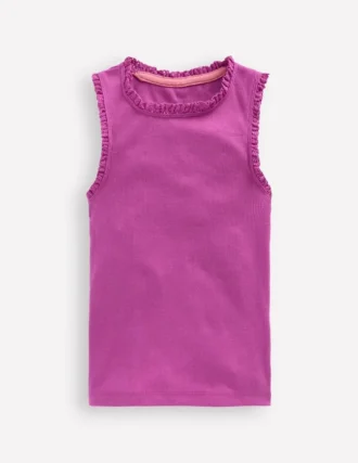 Ribbed Lace Trim Tank Purple
