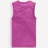 Ribbed Lace Trim Tank Purple