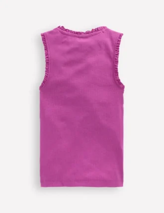 Ribbed Lace Trim Tank Purple