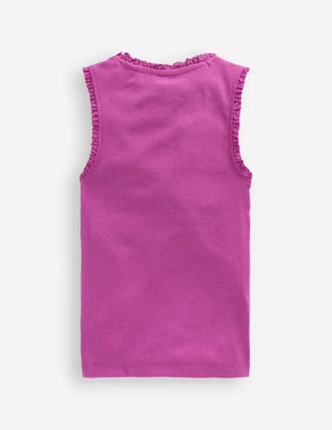 Ribbed Lace Trim Tank Purple