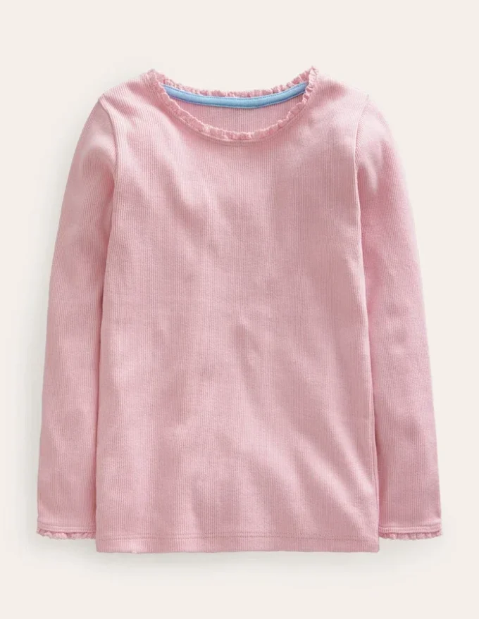 Ribbed Long Sleeve T-shirt French Pink