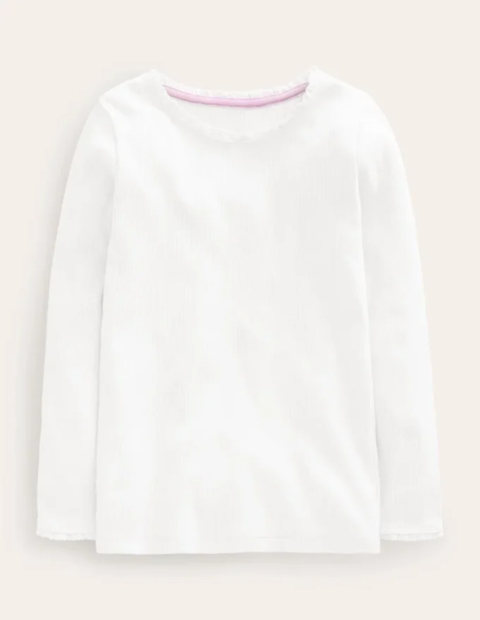Ribbed Long Sleeve T-shirt White