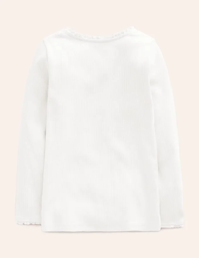 Ribbed Long Sleeve T-shirt White