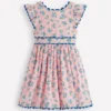 Ric Rac Trim Flutter Dress Chalk Pink Daisy