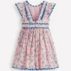 Ric Rac Trim Flutter Dress Chalk Pink Daisy