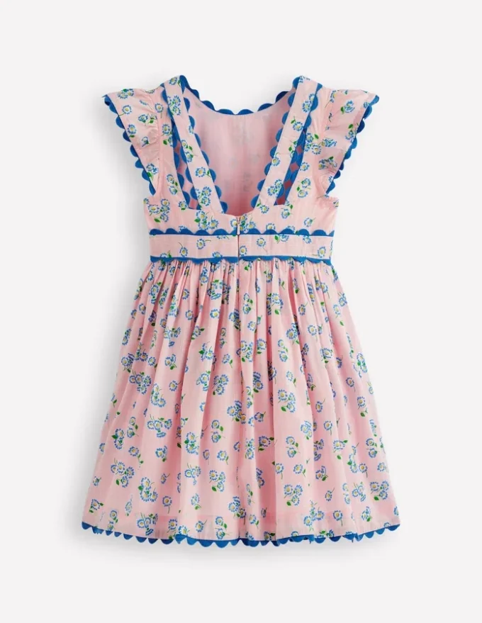 Ric Rac Trim Flutter Dress Chalk Pink Daisy