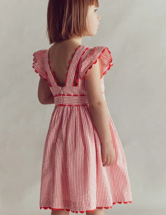Ric Rac Trim Flutter Dress Red Stripe Ric Rac Trim Flutter Dress Red Stripe