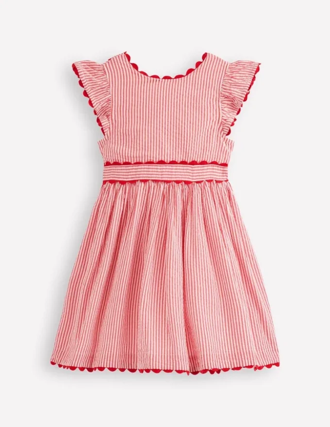 Ric Rac Trim Flutter Dress Red Stripe Ric Rac Trim Flutter Dress Red Stripe