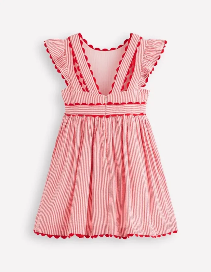 Ric Rac Trim Flutter Dress Red Stripe Ric Rac Trim Flutter Dress Red Stripe