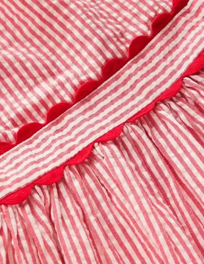 Ric Rac Trim Flutter Dress Red Stripe Ric Rac Trim Flutter Dress Red Stripe