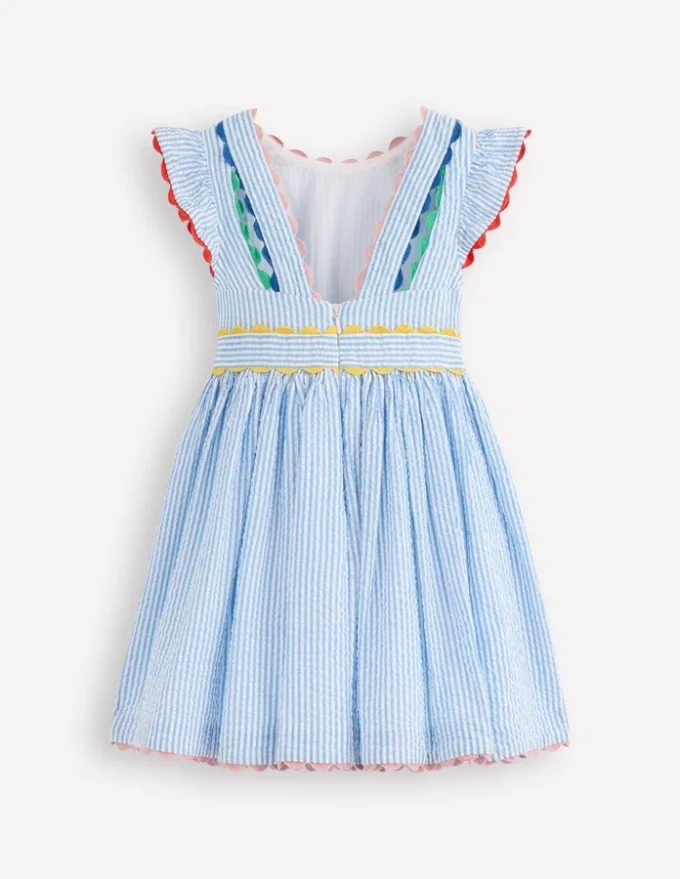 Ric Rac Trim Flutter Dress Sapphire Blue Stripe Ric Rac Trim Flutter Dress Sapphire Blue Stripe