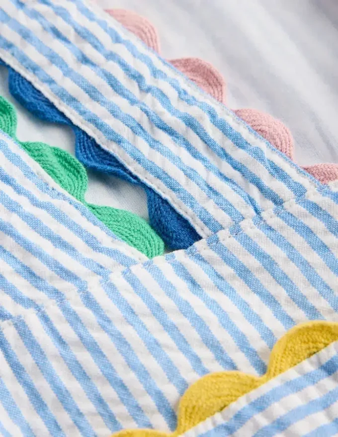 Ric Rac Trim Flutter Dress Sapphire Blue Stripe Ric Rac Trim Flutter Dress Sapphire Blue Stripe