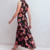 Roisin Tie Neck Maxi Dress Black Whimsical Roses Roisin Tie Neck Maxi Dress Black Whimsical Roses