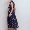 Roisin Tie Neck Maxi Dress Navy Painted Dot Spaced Roisin Tie Neck Maxi Dress Navy Painted Dot Spaced