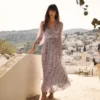 Romantic Ruffle Neck Dress Multi Paradise Gardens Romantic Ruffle Neck Dress Multi Paradise Gardens