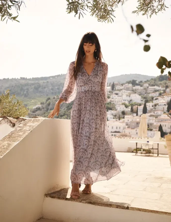 Romantic Ruffle Neck Dress Multi Paradise Gardens Romantic Ruffle Neck Dress Multi Paradise Gardens