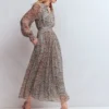 Romantic Ruffle Neck Dress Multi Paradise Gardens Romantic Ruffle Neck Dress Multi Paradise Gardens