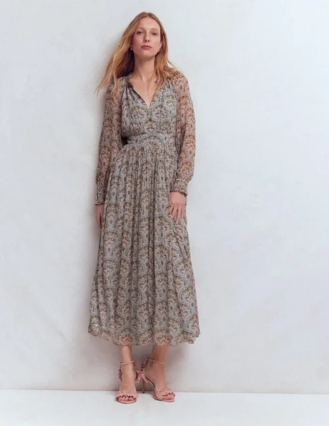 Romantic Ruffle Neck Dress Multi Paradise Gardens Romantic Ruffle Neck Dress Multi Paradise Gardens